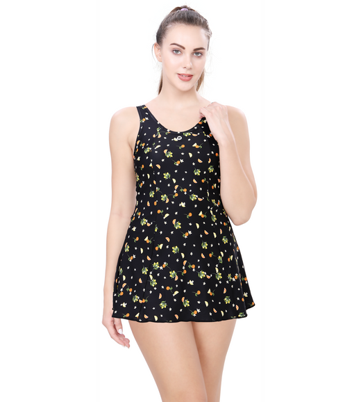 LACTRA PRINTED U-BACK SWIMDRESS WITH BOYLEG