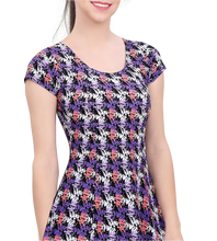 Load image into Gallery viewer, U BACK PRINTED SWIMDRESS (SLEEVE WITH CONTRAST UPPER KNEE LEG)