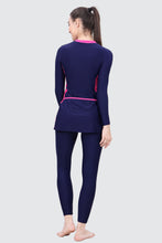 Load image into Gallery viewer, 2 PIECE FULL BODYSUIT (FRONT ZIP WITH CONTRAST PANEL)