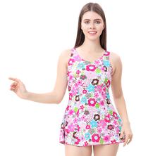 LACTRA U-BACK SWIMDRESS ALL OVER PRITEND WITH BOYLEG