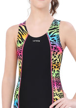 Load image into Gallery viewer, RACER-BACK KNEE LEG SUIT WITH PRINTED PANEL