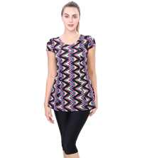 LACTRA U-BACK SWIMDRESS SLEEVE WITH CONTRAST KNEE LEG