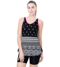 U-BACK SWIMDRESS PRITED PANEL WITH BOYLEG