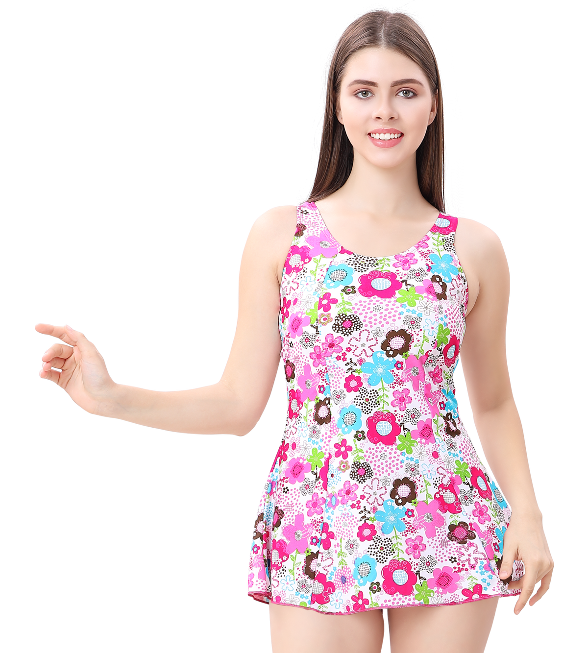LACTRA PRINTED U-BACK SWIMDRESS WITH BOYLEG