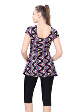 Load image into Gallery viewer, U-BACK SWIMDRESS (SLEEVE WITH CONTRAST KNEE LEG)