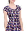 U BACK PRINTED SWIMDRESS SLEEVE WITH CONTRAST UPPER KNEE LEG