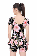 Load image into Gallery viewer, ALL OVER PRITEND  U-BACK SWIMDRESS (SLEEVE WITH BOYLEG)