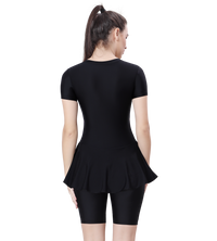 LACTRA UPPER KNEE LEG SUIT FRONT ZIP WITH CONTRAST SIDE PANEL
