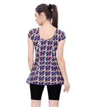 Load image into Gallery viewer, U BACK PRINTED SWIMDRESS (SLEEVE WITH CONTRAST UPPER KNEE LEG)