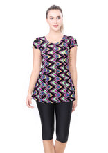 Load image into Gallery viewer, U-BACK SWIMDRESS (SLEEVE WITH CONTRAST KNEE LEG)