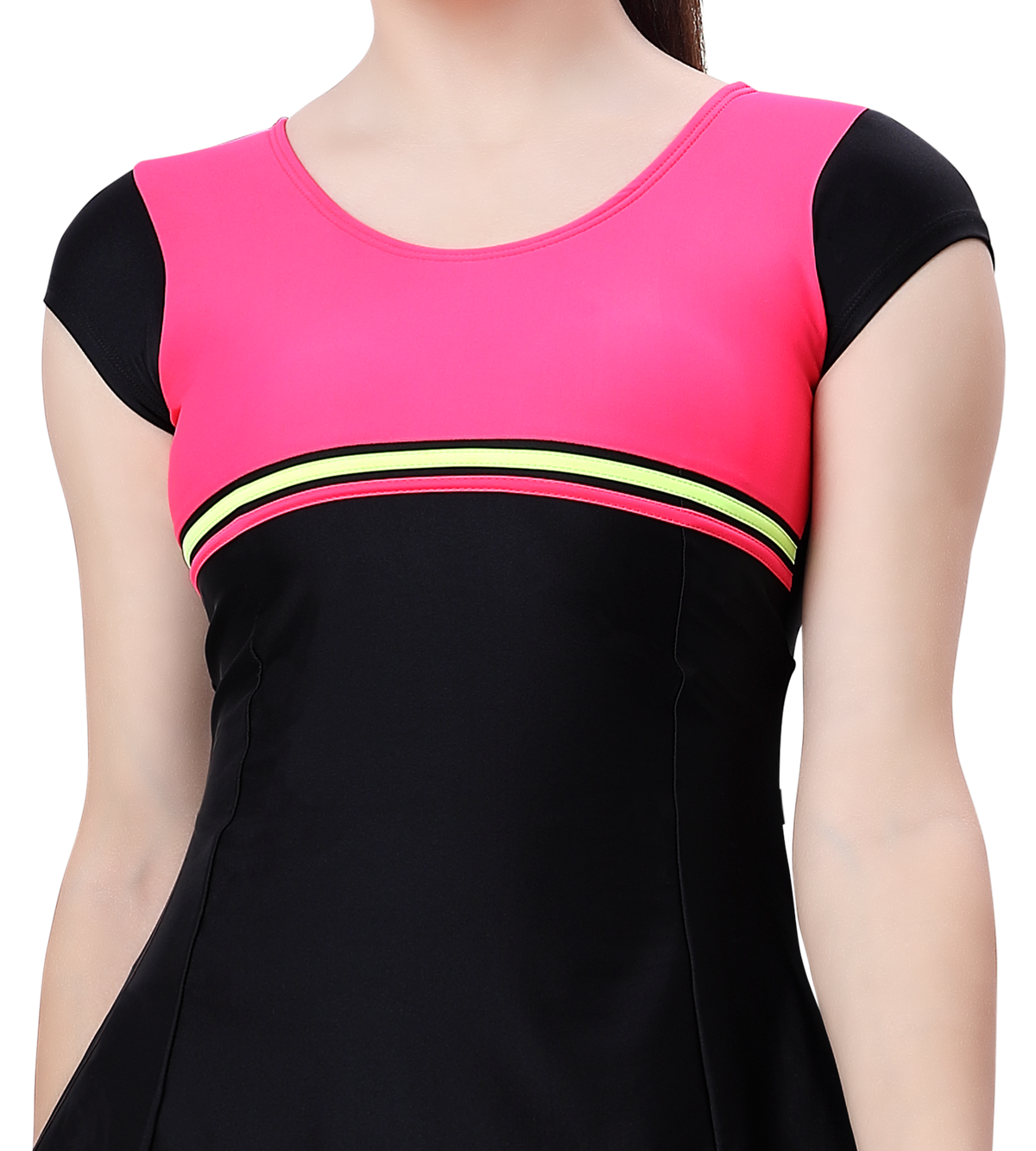 LACTRA U-BACK SWIMDRESS SLEEVE WITH UPPER KNEE BOYLEG
