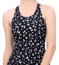 LACTRA CROSS - BACK SWIMDRESS ALL OVER PRINTED WITH BOYLEG