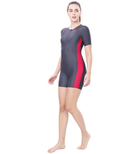 LACTRA KNEE SUIT FRONT ZIP WITH CONTRAST SIDE PANEL