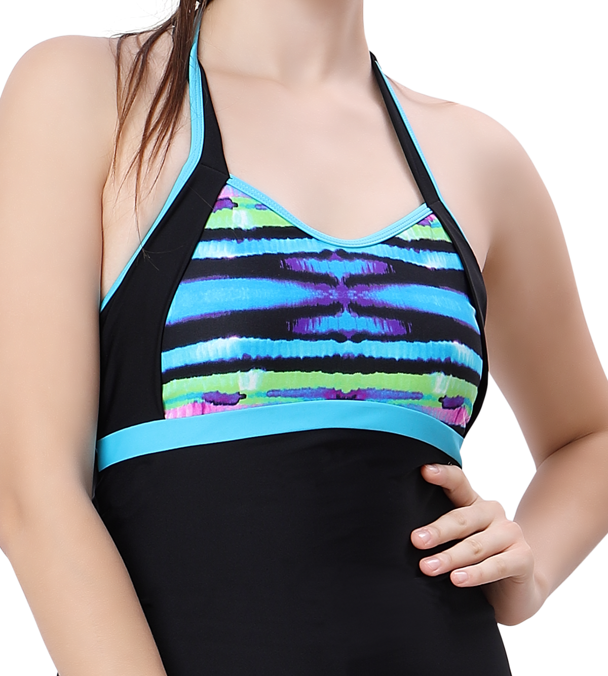 LACTRA ONE PIECE HALTER NECK WITH BOYLEG