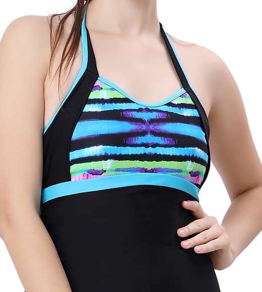 LACTRA ONE PIECE HALTER NECK WITH BOYLEG