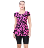 U BACK PRINTED SWIMDRESS (SLEEVE WITH CONTRAST UPPER KNEE LEG)