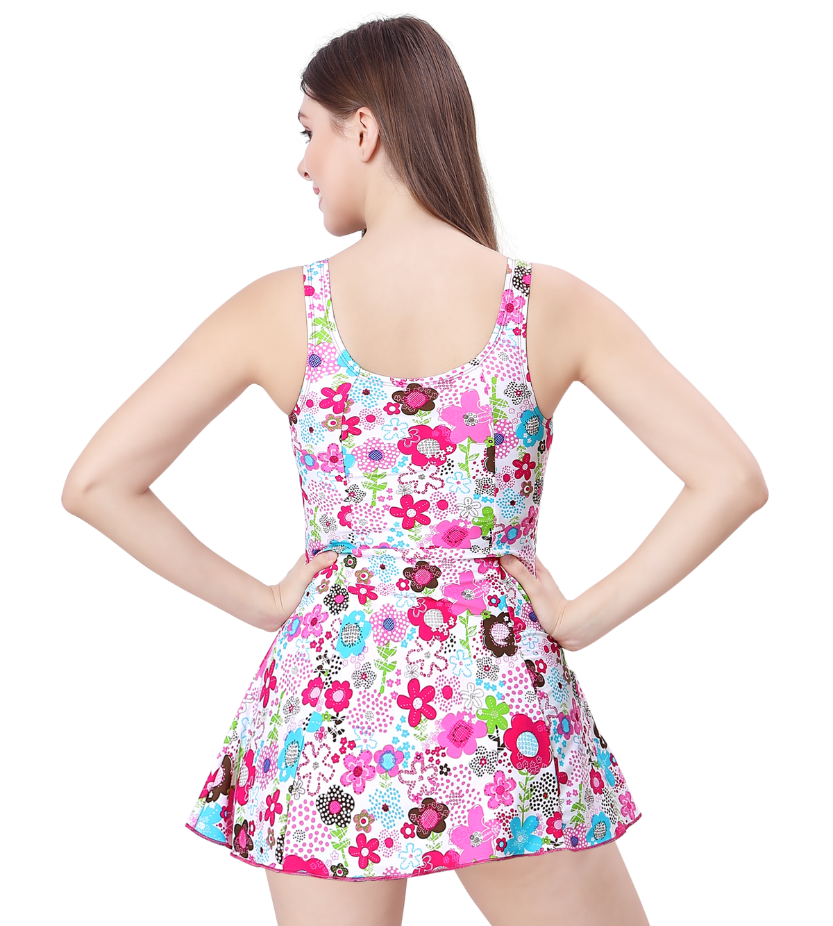 LACTRA PRINTED U-BACK SWIMDRESS WITH BOYLEG