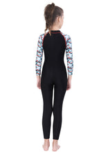 Load image into Gallery viewer, FRONT ZIP FULL BODYSUIT WITH PRINTED SLEEVE.