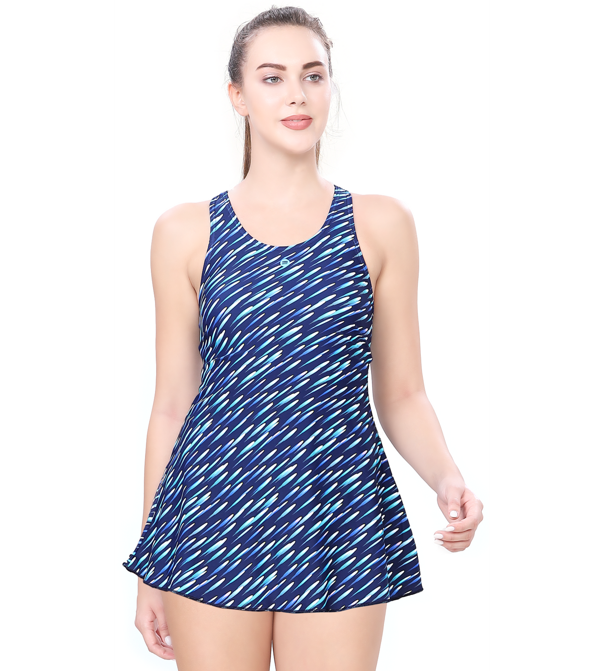 LACTRA CROSS - BACK SWIMDRESS ALL OVER PRINTED WITH BOYLEG