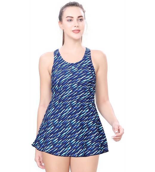 LACTRA CROSS - BACK SWIMDRESS ALL OVER PRINTED WITH BOYLEG