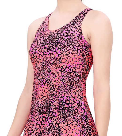 LACTRA PRINTED U-BACK SWIMDRESS WITH BOYLEG