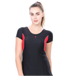 LACTRA U-BACK SWIMDRESS SLEEVE WITH CONTRAST SIDE PANEL, KNEE  LEG