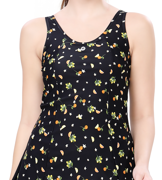 LACTRA PRINTED U-BACK SWIMDRESS WITH BOYLEG