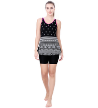 U-BACK SWIMDRESS PRITED PANEL WITH BOYLEG