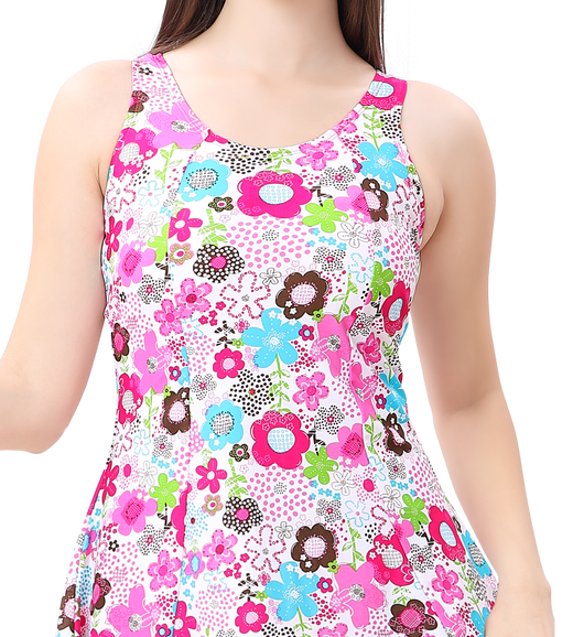 LACTRA U-BACK SWIMDRESS ALL OVER PRITEND WITH BOYLEG