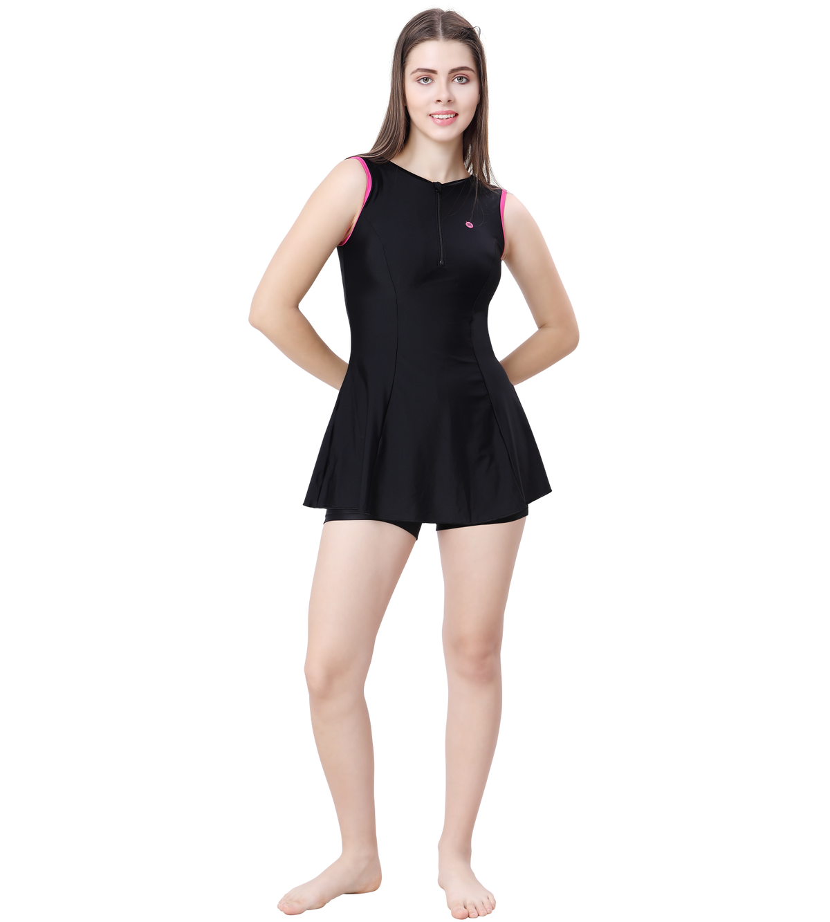 LACTRA WOMEN SWIMDRESS WITH BOYLEG - Black