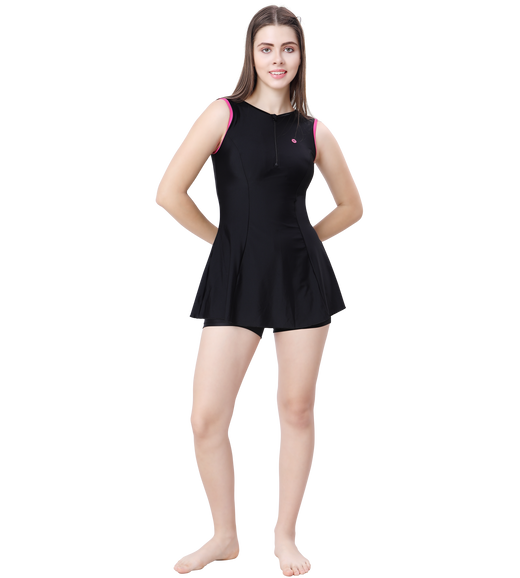 LACTRA WOMEN SWIMDRESS WITH BOYLEG - Black