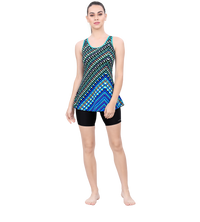 U-BACK SWIMDRESS PRITED PANEL WITH BOYLEG
