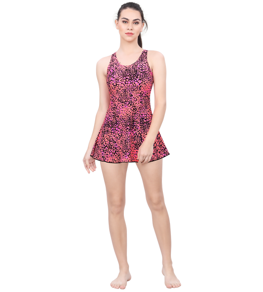 LACTRA PRINTED U-BACK SWIMDRESS WITH BOYLEG