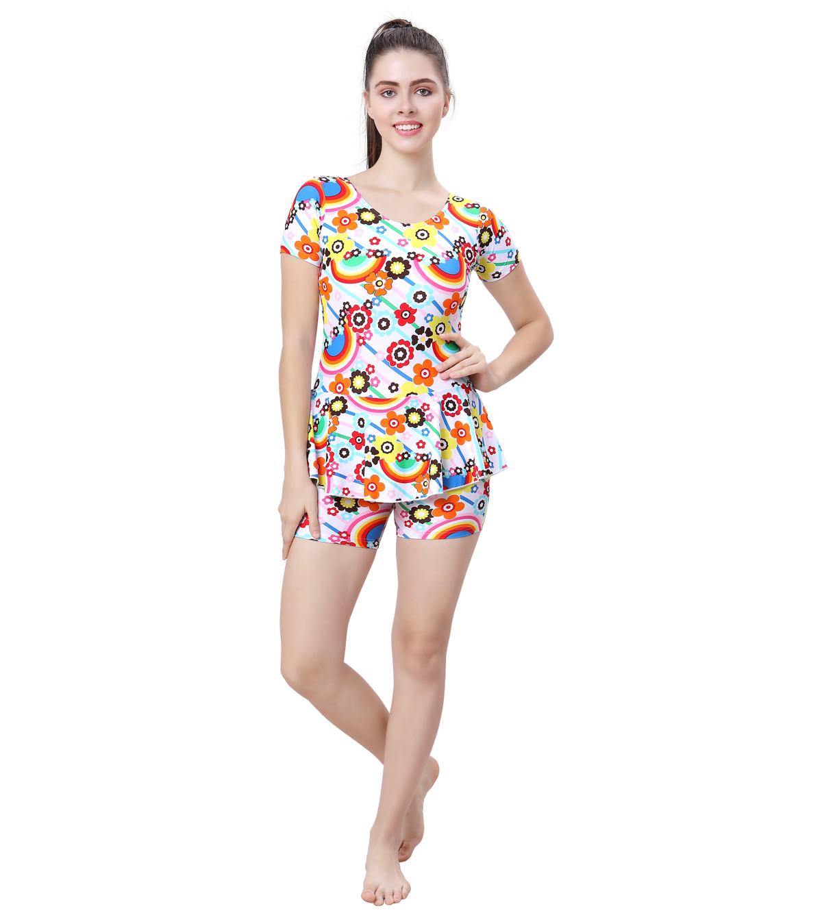 LACTRA U-BACK SWIMDRESS SLEEVE WITH BOYLEG