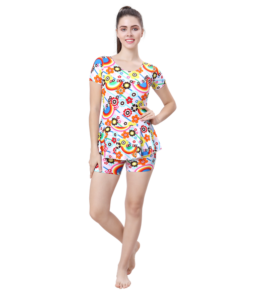 LACTRA U-BACK SWIMDRESS SLEEVE WITH BOYLEG