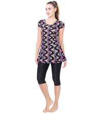 LACTRA U-BACK SWIMDRESS SLEEVE WITH CONTRAST KNEE LEG
