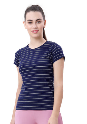 FEMALE SRIPED ROUND NECK T SHIRT