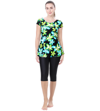 LACTRA U-BACK SWIMDRESS SLEEVE WITH CONTRAST KNEE LEG