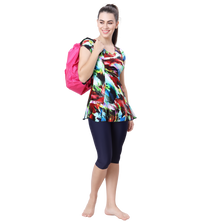 LACTRA U-BACK SWIMDRESS SLEEVE WITH CONTRAST KNEE LEG