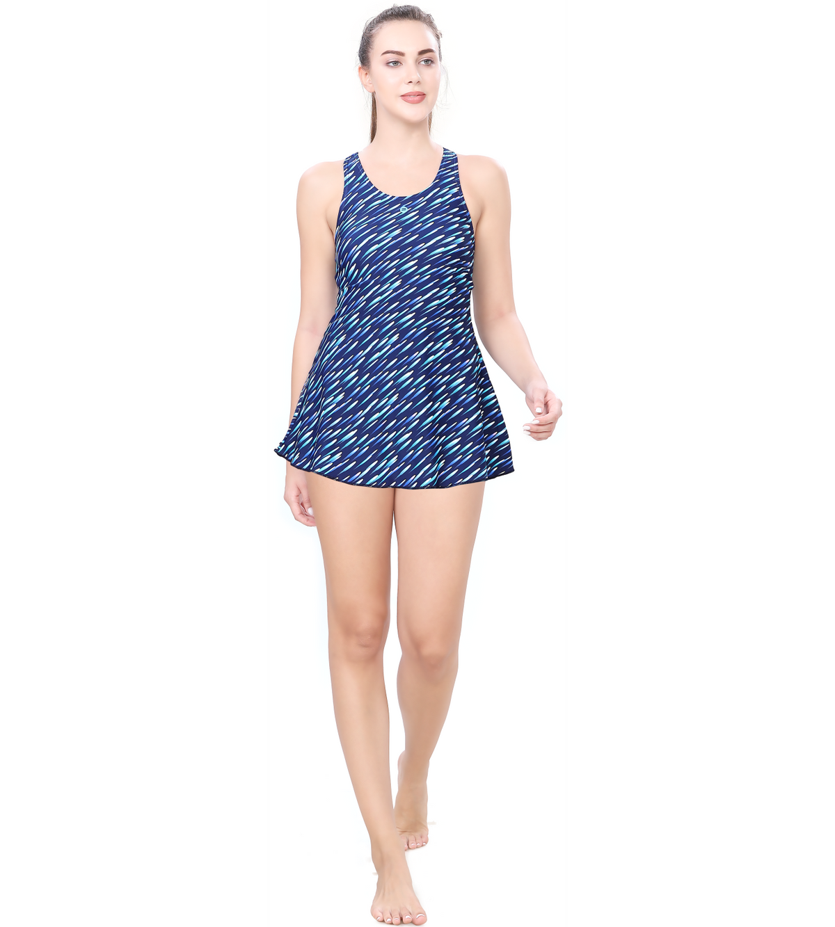 LACTRA CROSS - BACK SWIMDRESS ALL OVER PRINTED WITH BOYLEG