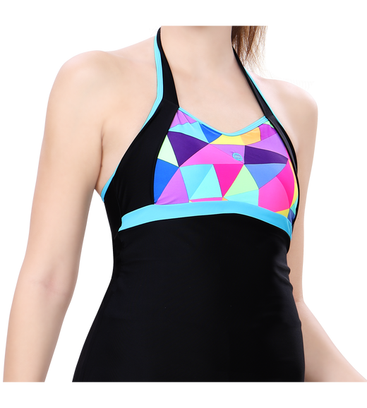 LACTRA ONE PIECE HALTER NECK WITH BOYLEG