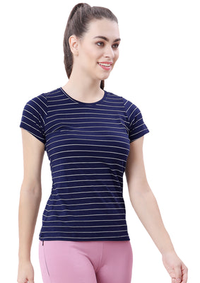 FEMALE SRIPED ROUND NECK T SHIRT