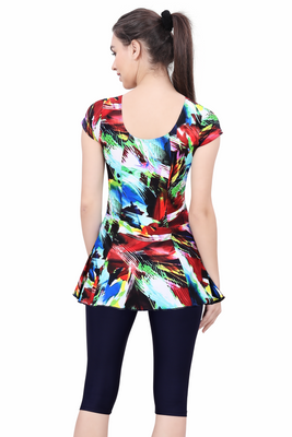 U-BACK SWIMDRESS (SLEEVE WITH CONTRAST KNEE LEG)