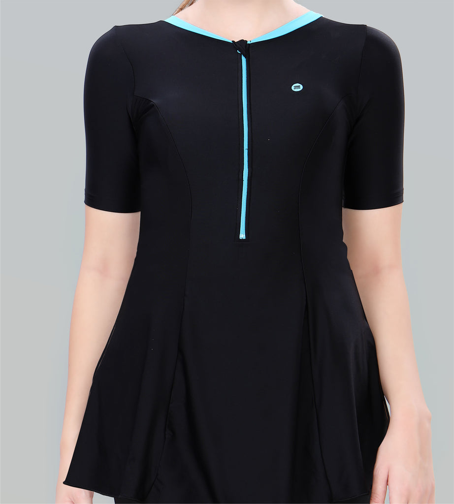 Women Swimdress Boyleg With Front Zip
