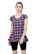 Load image into Gallery viewer, U-BACK SWIMDRESS (SLEEVE WITH CONTRAST UPPER KNEE LEG)