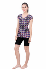 Load image into Gallery viewer, U-BACK SWIMDRESS (SLEEVE WITH CONTRAST UPPER KNEE LEG)