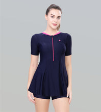 Load image into Gallery viewer, Women Swimdress Boyleg With Front Zip