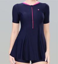 Load image into Gallery viewer, Women Swimdress Boyleg With Front Zip