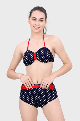 HALTER NECK WITH CLOSER BUCKLE DABBLE BACK STRAP BIKINI SET