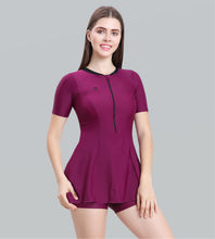 Load image into Gallery viewer, Women Swimdress Boyleg With Front Zip